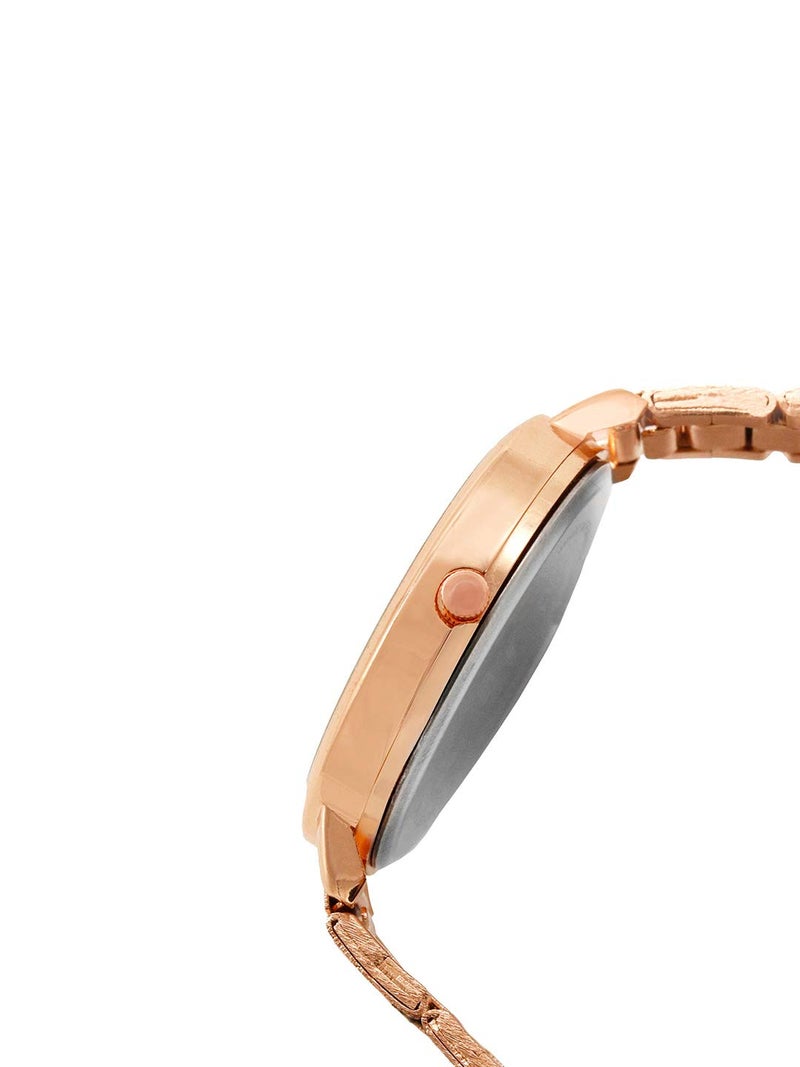 Joker & Witch Stainless Steel Fairy Light Rosegold Analogue Watch Bracelet Stack For Women, Black Dial, Rose Gold Band - Image 3