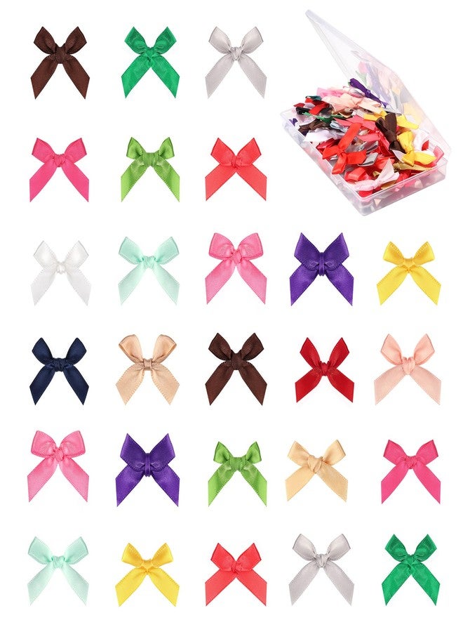 Hiswan 100PCS Mini Ribbon Bows 1.57” Satin Small Premade Bows for Sewing Crafts Gift Wrapping Baby Shower Hair Cake Treats Party Christmas Halloween Decorations Multi Color - Image 1
