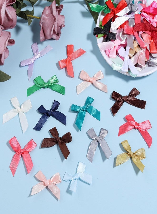 Hiswan 100PCS Mini Ribbon Bows 1.57” Satin Small Premade Bows for Sewing Crafts Gift Wrapping Baby Shower Hair Cake Treats Party Christmas Halloween Decorations Multi Color - Image 3