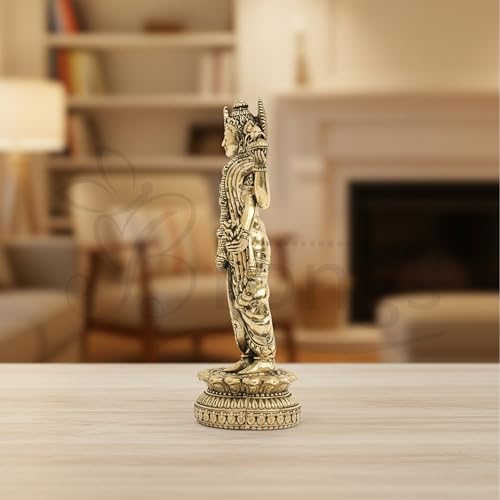 BRONGS Brass Dhanvantri Statue | Height - 13 cm Aprrox. | Weight - 160 Gram Approx. | Vastu Idol for Home and Office |Perfect for Vastu Remedy & Gift | Zonal Placement - NNE |Pack of 1 - Image 4
