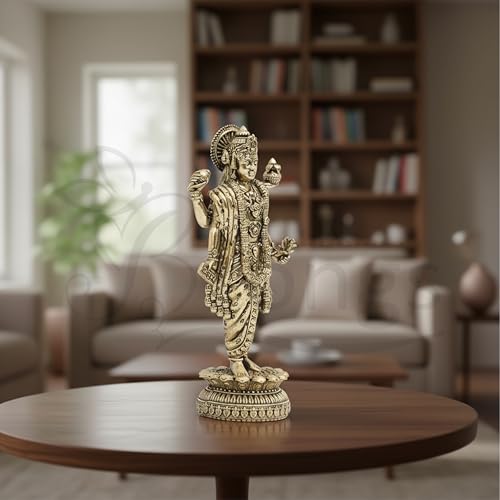 BRONGS Brass Dhanvantri Statue | Height - 13 cm Aprrox. | Weight - 160 Gram Approx. | Vastu Idol for Home and Office |Perfect for Vastu Remedy & Gift | Zonal Placement - NNE |Pack of 1 - Image 5
