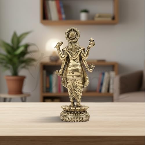 BRONGS Brass Dhanvantri Statue | Height - 13 cm Aprrox. | Weight - 160 Gram Approx. | Vastu Idol for Home and Office |Perfect for Vastu Remedy & Gift | Zonal Placement - NNE |Pack of 1 - Image 3