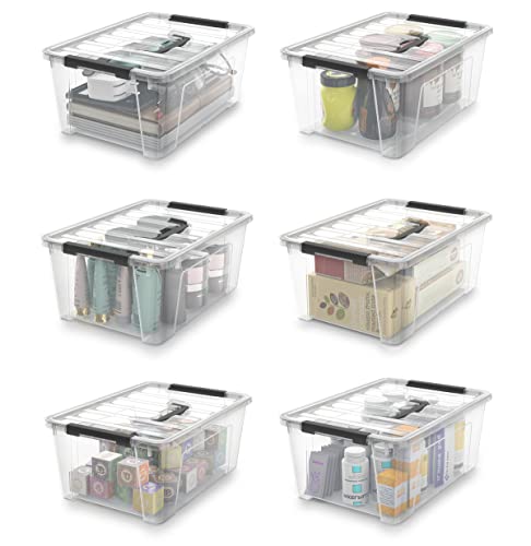 WYT Clear Storage Latch Bins, 6-Pack Storage Organizer Box with Handle and Lids, 5-Litre - Image 4