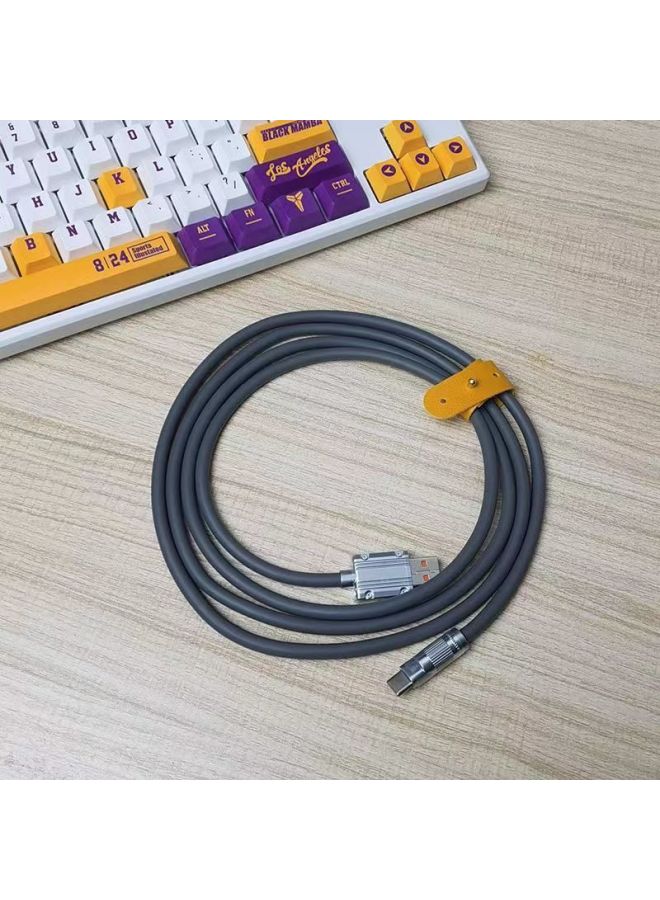 Customized Aviation Plug Line Mechanical Keyboard Data Cable Extension Fixed Rod Counterweight Rod Spring Typec Spiral USB-Color:Iron Gray - 1.8m Braided Wire - Image 1
