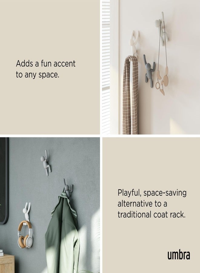 Umbra Buddy Decorative Wall Mounted Hanging Coats, Scarves, Bags, Purses, Backpacks, Towels and More, Pack of 3, Grey Hook, Plastic - Image 4