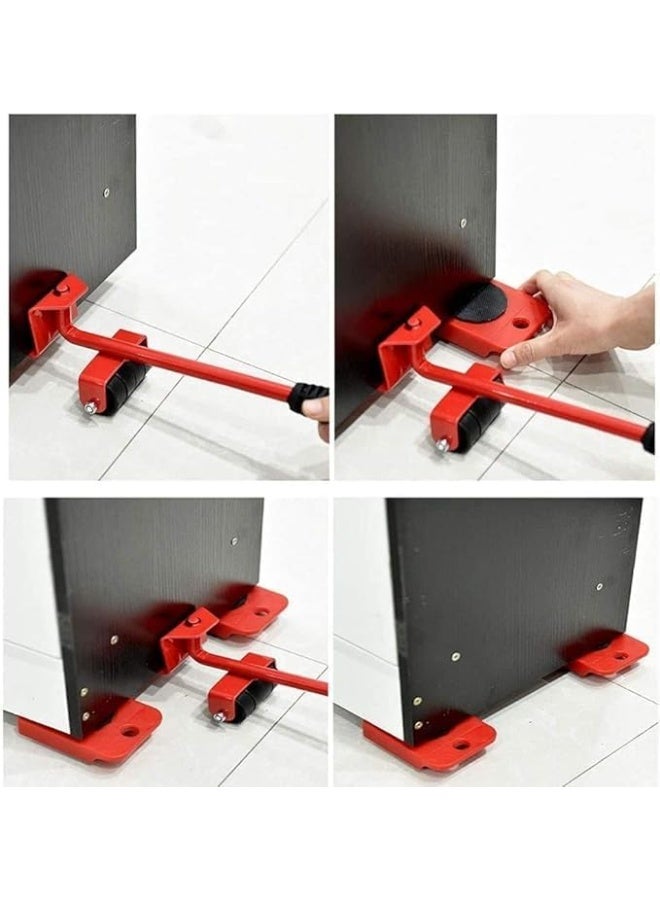 مساعدو نقل ، قضيب رفع مزود بـ 4 بكرات منزلقة، رافعة أثاث ثقيلة، سعة تحميل 150 كجم لنقل آمن ومريح - Image 5