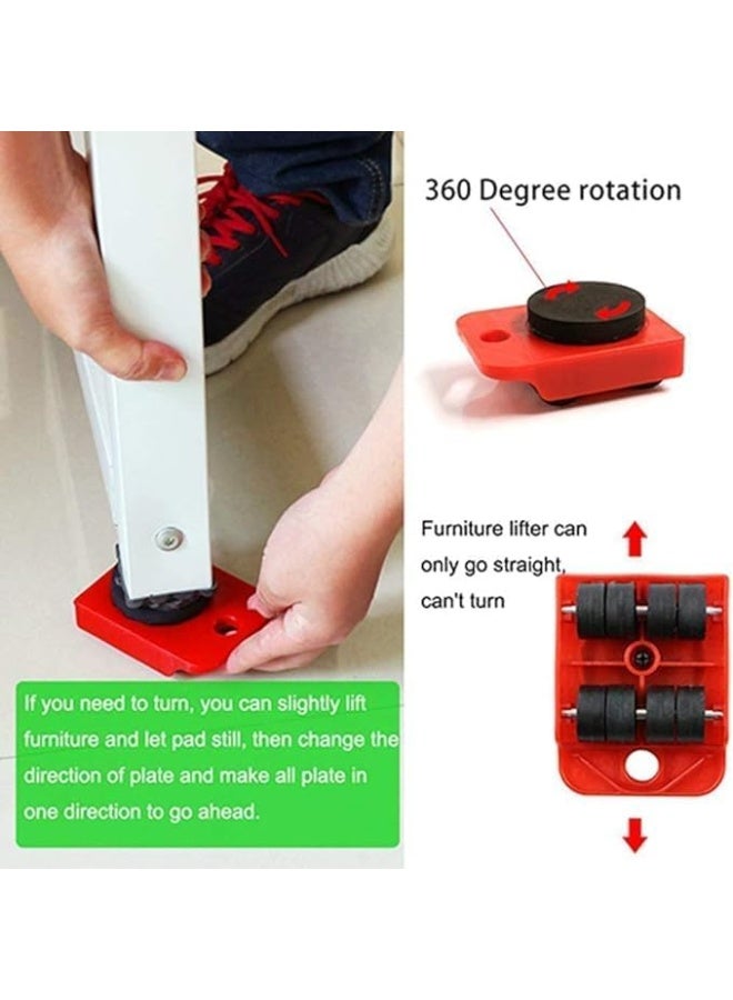 مساعدو نقل ، قضيب رفع مزود بـ 4 بكرات منزلقة، رافعة أثاث ثقيلة، سعة تحميل 150 كجم لنقل آمن ومريح - Image 4