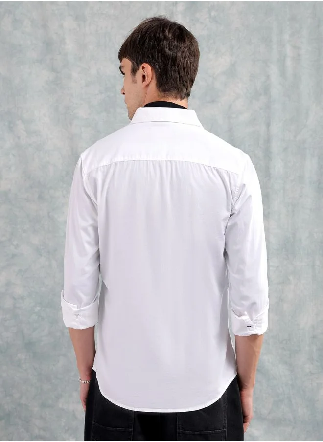 The Indian Garage Co Men Slim Fit Graphic Print Full Sleeves Cutaway Collar Casual Shirt