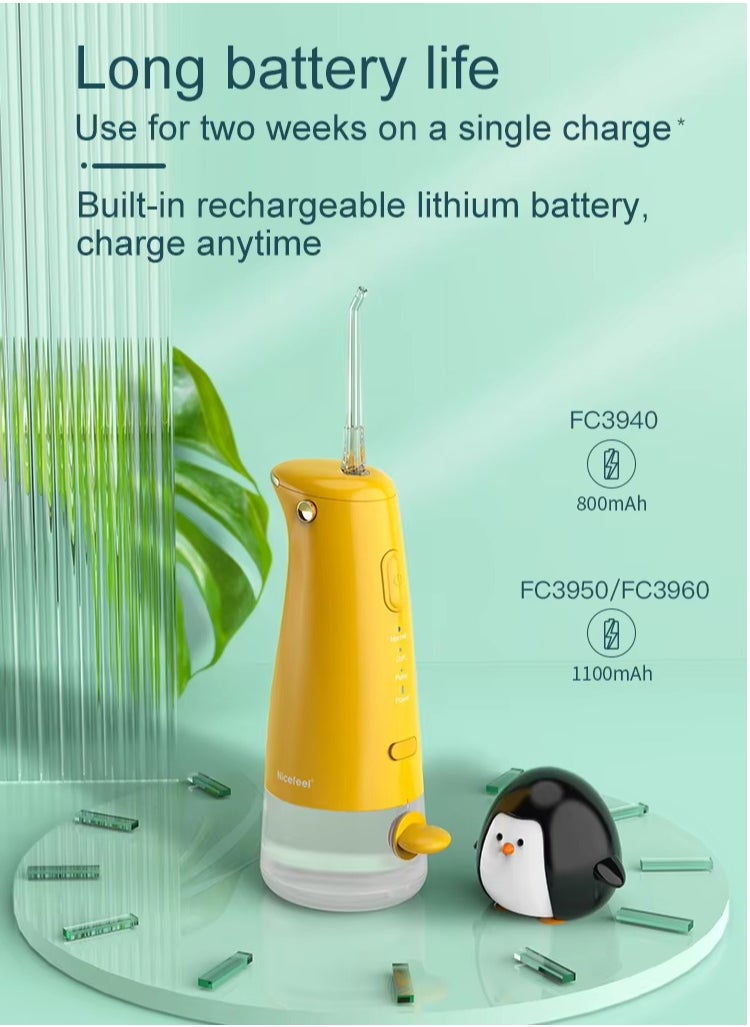 Nicefeel Mini Dental Water Flosser FC3940 – Penguin Design, Portable Oral Irrigator with 110ml Water Tank, 3 Modes, Low Noise, USB-C Rechargeable