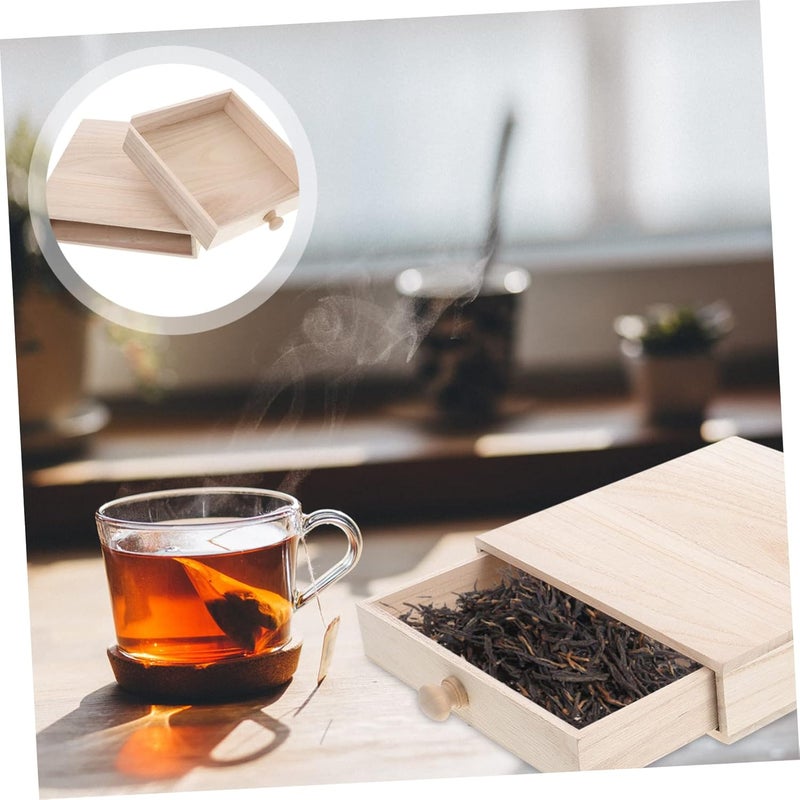 OSALADI Mini Wooden Craft Box Drawer Tea Storage Box Lid Small Storage Organizer for Tea Bags - Image 3