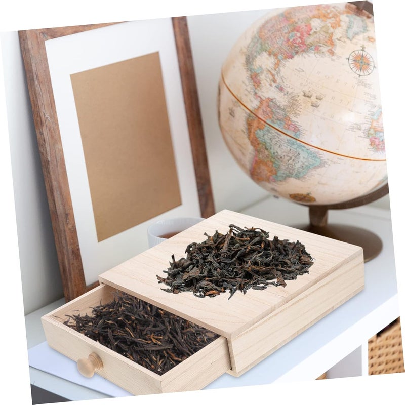 OSALADI Mini Wooden Craft Box Drawer Tea Storage Box Lid Small Storage Organizer for Tea Bags - Image 5