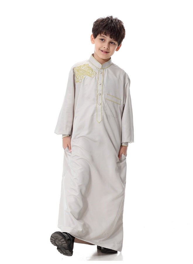 هانيميدو ثوب عربي - ثوب مسلم - قفطان بياقة ثابتة مع أزرار للصبي - Image 4