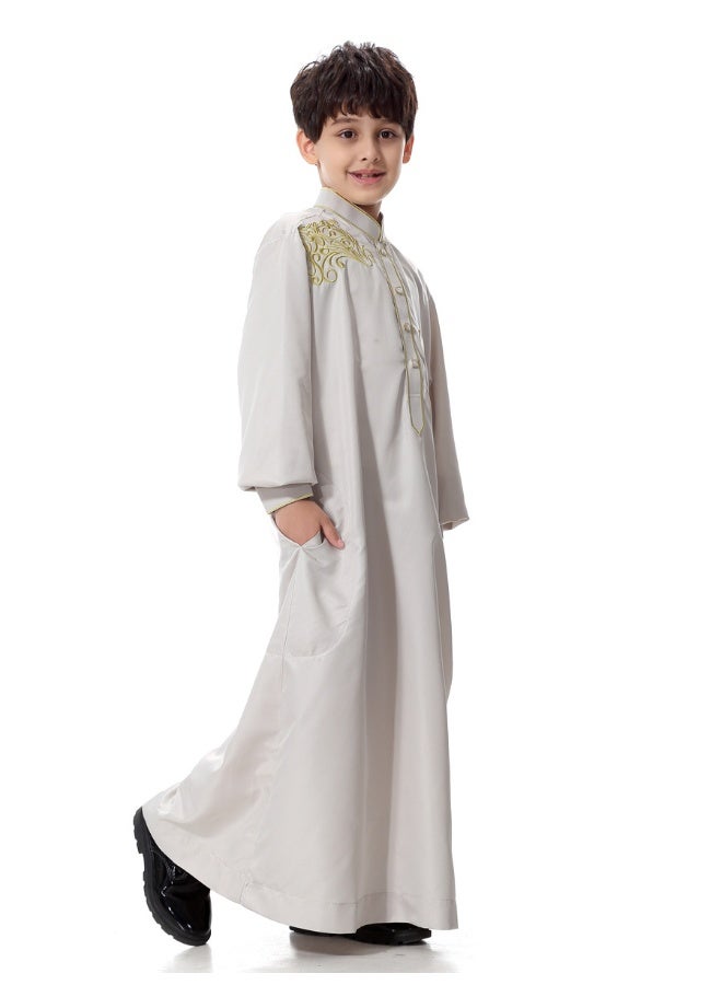 هانيميدو ثوب عربي - ثوب مسلم - قفطان بياقة ثابتة مع أزرار للصبي - Image 3