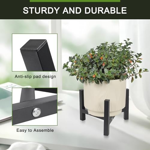 Vigordream Metal Plant Stand Adjustable Heavy Duty Sturdy Plant Holder for Indoor Outdoor Use 2 Height Displays Single Plants Pot Stand Black Fit 812inch pots - Image 3