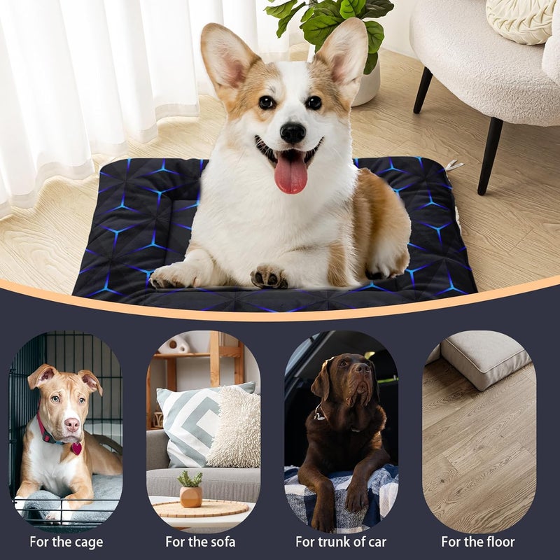 HOSIMA Geometry Print Pet Bed Mat,Fuzzy Crate Pads for Dog Cages,Washable Soft Cozy Sleeping Mat,Plush Black Pad Suitable for Small Dog Bed,30L*26W Inch. - Image 4