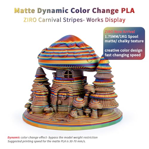ZIRO Rapid Color Changing PLA, Matte Twist Effect Multi-Color Filament 1.75mm, Dyanmic Rainbow 3D Printer Filament, Fast Color Change Matte PLA Stripes Series, Fit Most 3D Printer,Carnival Stripes - Image 2