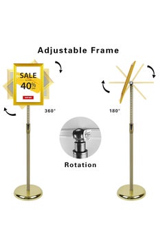 SYOSI A3 Sign Stand Adjustable Poster Aluminum Snap Frame Menu Replaceable Advertising Rack Floor Display Stands with Safety Corner and Stable Round Base (Gold, A3)  - Image 3