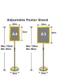 SYOSI A3 Sign Stand Adjustable Poster Aluminum Snap Frame Menu Replaceable Advertising Rack Floor Display Stands with Safety Corner and Stable Round Base (Gold, A3)  - Image 4