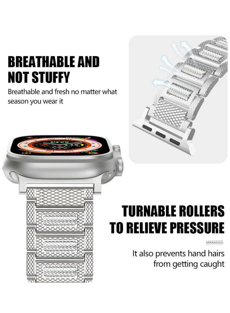 الفولاذ المقاوم للصدأ الفضة التفاح الكرة حزام لسلسلة iwatch فوق SE 8 7 6 5 4 3 2 1 متوافق 38/40/41mm / s1042mm - Image 3