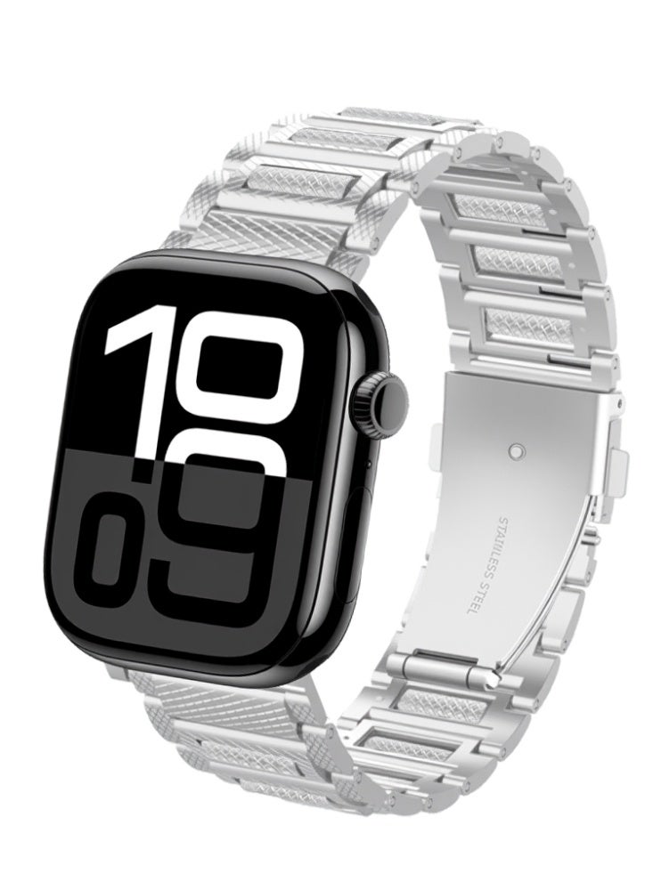 الفولاذ المقاوم للصدأ الفضة التفاح الكرة حزام لسلسلة iwatch فوق SE 8 7 6 5 4 3 2 1 متوافق 38/40/41mm / s1042mm - Image 1