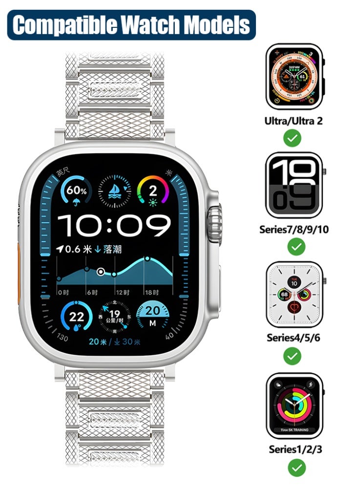 الفولاذ المقاوم للصدأ الفضة التفاح الكرة حزام لسلسلة iwatch فوق SE 8 7 6 5 4 3 2 1 متوافق 38/40/41mm / s1042mm - Image 2