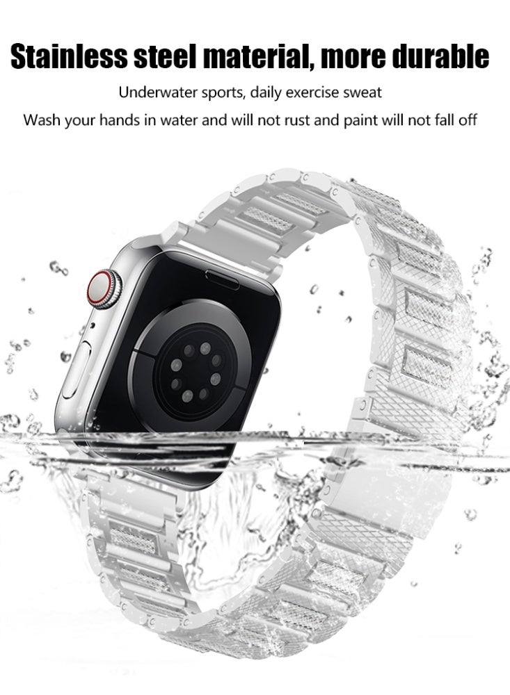 الفولاذ المقاوم للصدأ الفضة التفاح الكرة حزام لسلسلة iwatch فوق SE 8 7 6 5 4 3 2 1 متوافق 38/40/41mm / s1042mm - Image 4