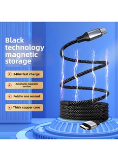 Generic Suitable For Huawei Mobile Phones For Apple Charging Cable Metal Type-C Fast Charging Self-Rolling Retractable For Apple Magnetic Data Cable-Color:Aluminum Alloy Head + Silver Braided Magnetic Wire-Model:A To Lighting 12w 1m  - Image 3