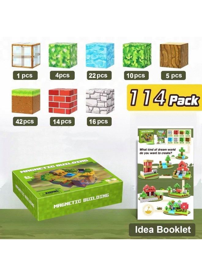 Original Minecraft Forest Series 2.5cm Magnetic Blocks, 114PCS Game-Based Magnets Cubes, Magnetic Building Blocks STEM Montessori Sensory Toys for 3 -13 Year Old Boys Girls Birthday for Kids - Image 1