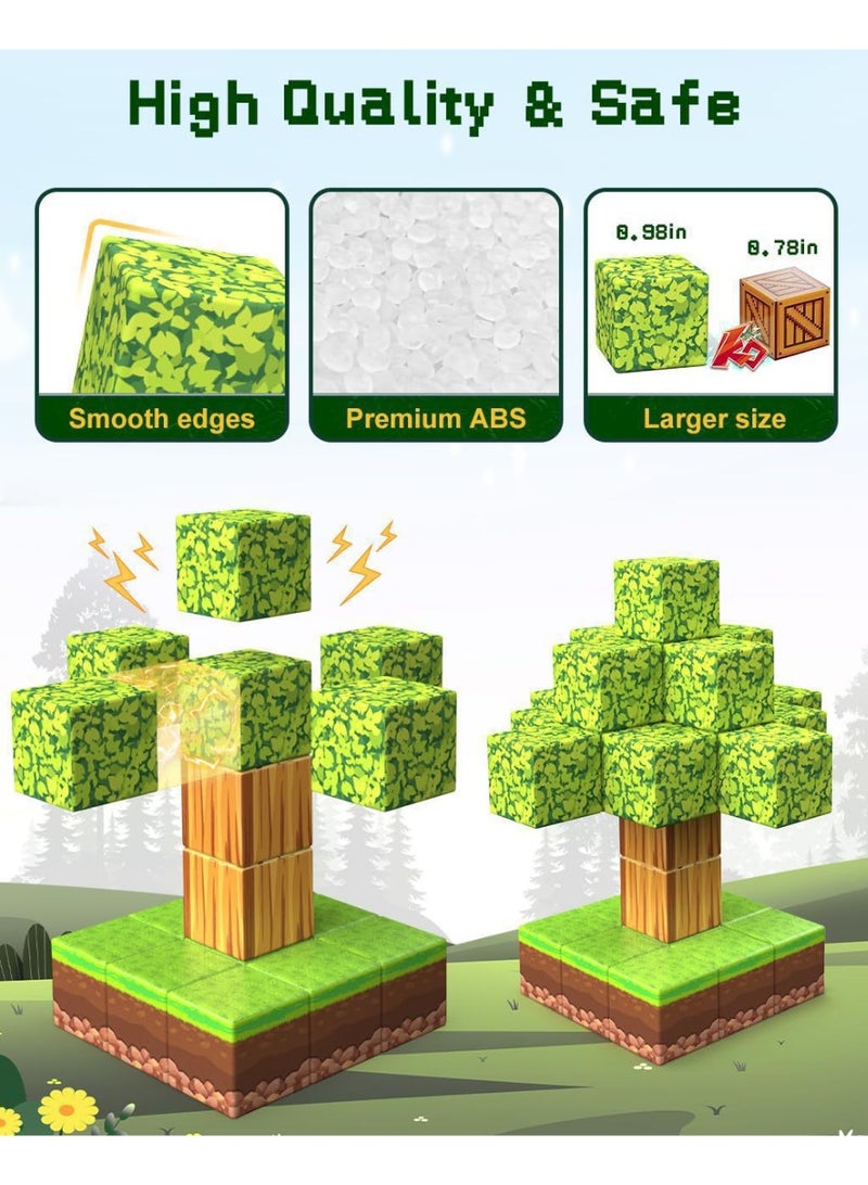 Original Minecraft Forest Series 2.5cm Magnetic Blocks, 114PCS Game-Based Magnets Cubes, Magnetic Building Blocks STEM Montessori Sensory Toys for 3 -13 Year Old Boys Girls Birthday for Kids - Image 5