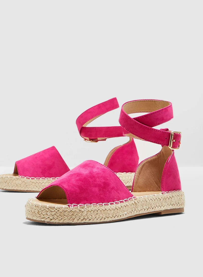 Ginger Open Toe Espadrille With Ankle Strap