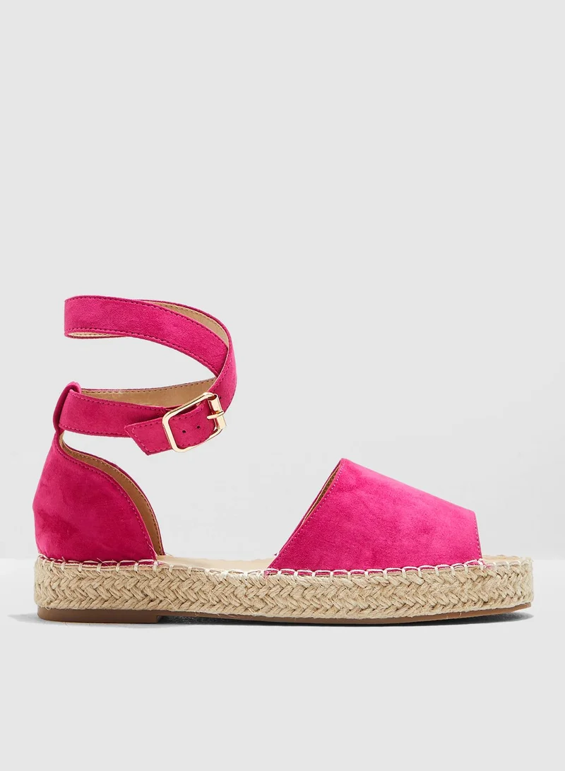 Ginger Open Toe Espadrille With Ankle Strap