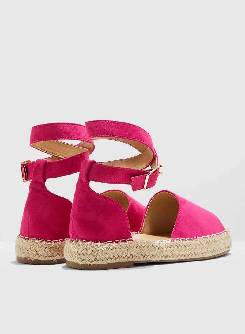 Ginger Open Toe Espadrille With Ankle Strap