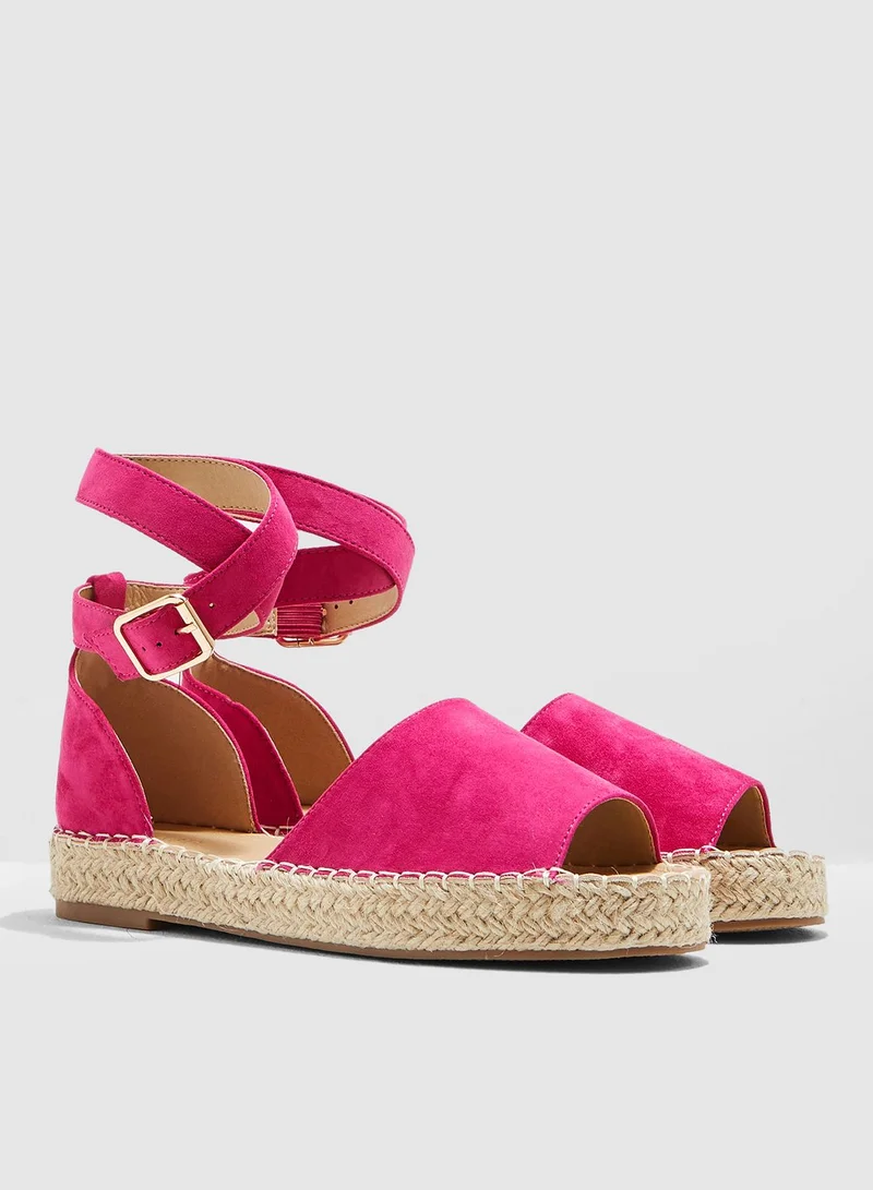 Ginger Open Toe Espadrille With Ankle Strap