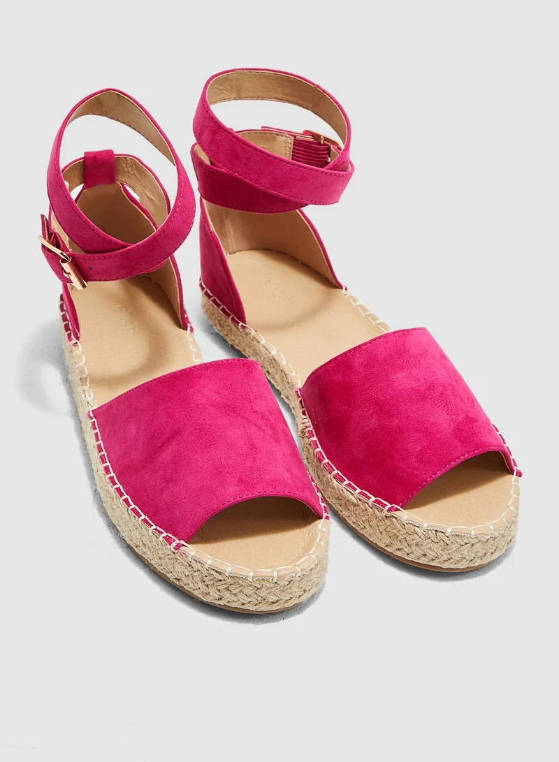 Ginger Open Toe Espadrille With Ankle Strap