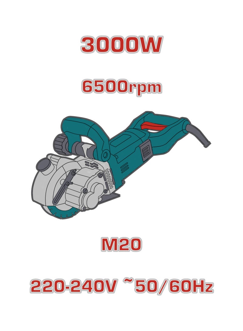 TOTAL 3000W Heavy Duty Wall Chaser - 130mm Dust-Free Concrete Groove Cutting Machine with Water Pump, 5 Cutting Discs & Carrying Case - TWLC1301 - Image 4