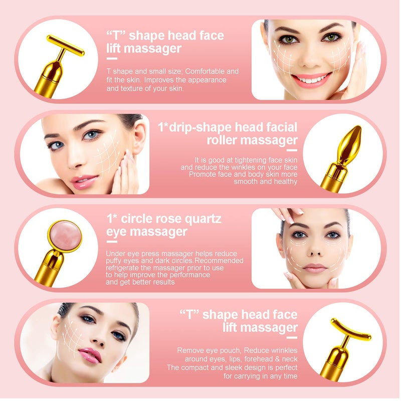 DANGSHAN 4-in-1 Face Massager Roller 24k Golden Face Roller, Arm Eye Nose Massage for Face Facial Massager Skin Care Tools - Image 5