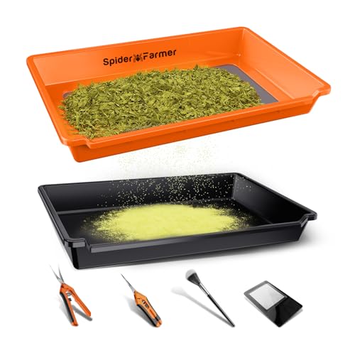 Spider Farmer Trim Tray Kit with Trimming Tray, 150 Micron Precision Screen, Bottom Harvest Bin, Scissors, Brush & Magnifying Card – Collect Pollen and Fine Plant Material - Image 1