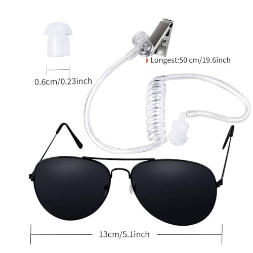 Twdrer 2-Piece Spy Agent Costume Set with Earpiece & Sunglasses, Secret Service Security Guard Accessories for Men Women Kids, Halloween Cosplay Party - Image 2