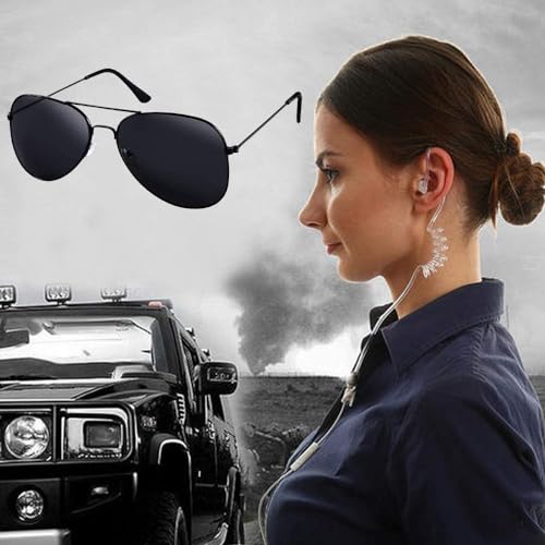 Twdrer 2-Piece Spy Agent Costume Set with Earpiece & Sunglasses, Secret Service Security Guard Accessories for Men Women Kids, Halloween Cosplay Party - Image 5
