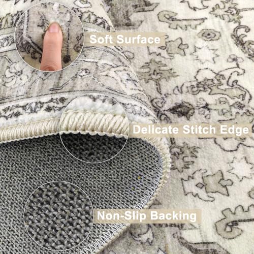 Yamaziot Boho Washable Kitchen Rugs Sets of 3, Non Slip Kitchen Mats for Floor with Rubber Backing, Waterproof & Stain Resistant Carpet Runner Throw Rug for Kitchen, Laundry Room, Hallway, Beige Grey - Image 3