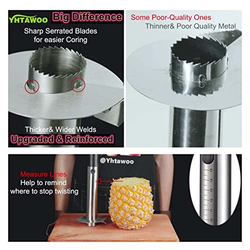 Yhtawoo Pineapple Corer and Slicer [Reinforced sharp blades & Heavy duty & Durable], Yhtawoo Pineapple Cutter Corer Peeler, Stainless Steel Decorer Fruit Knife,Easy Core Remover - Image 2