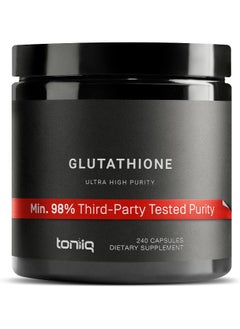 Toniiq Ultra High Strength Glutathione Capsules - 1000Mg Concentrated Formula - 98%+ Highly Purified And Bioavailable - Non-Gmo Fermentation - 240 Capsules Reduced Glutathione Supplement  - Image 1