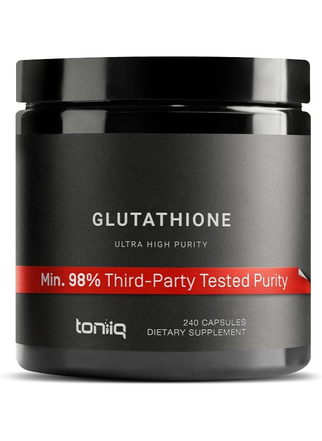 Toniiq Ultra High Strength Glutathione Capsules - 1000Mg Concentrated Formula - 98%+ Highly Purified And Bioavailable - Non-Gmo Fermentation - 240 Capsules Reduced Glutathione Supplement  - Image 1