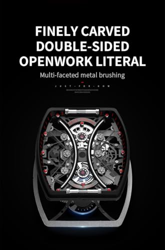 FEICE Watch for Men's Automatic Wrist Watch Sapphire Crystal Japanese Movement Skeleton Mechanical Watch with Carbon Fiber Strap Waterproof Sports Wristwatch - FM602Black - Image 3