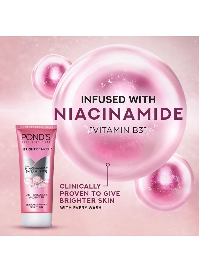 POND'S Bright Beauty Anti-Dullness & Brightening Facewash with Niacinamide | For Glass-Skin Like Shine and with 4X Visibly Brighter Skin, 200gm - Image 3