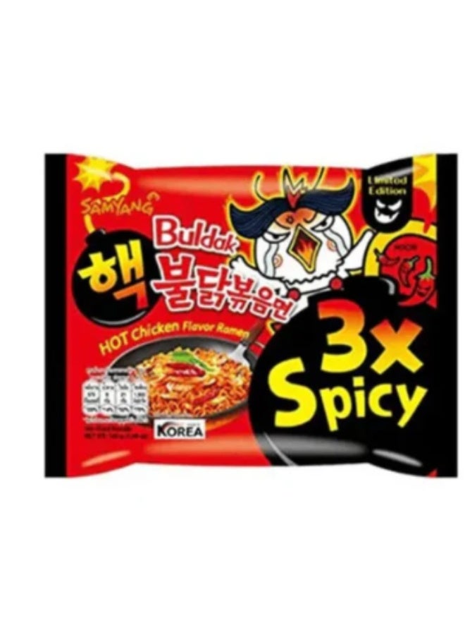 Samyang Buldak Hot Chicken Ramen (3x Spicy) – The Ultimate Heat Challenge – Authentic Korean Spicy Noodles – 140g (Pack of 2) - Image 1