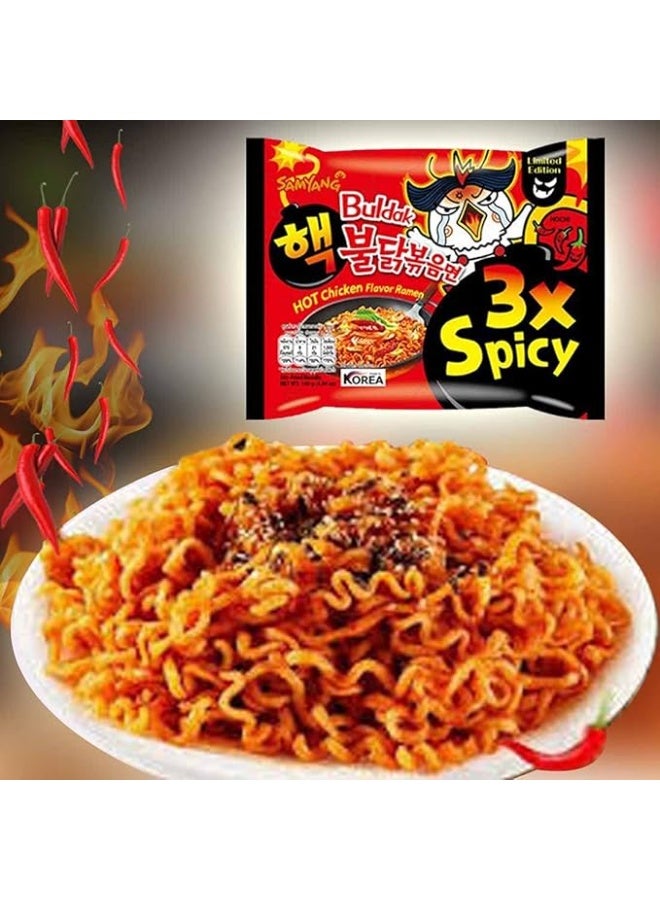 Samyang Buldak Hot Chicken Ramen (3x Spicy) – The Ultimate Heat Challenge – Authentic Korean Spicy Noodles – 140g (Pack of 2) - Image 2