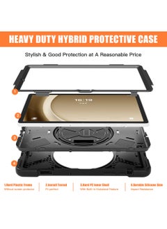 Rock Pow Case for Galaxy Tab A9 Plus/A9+ 5G 11 Inch 2023 (SM-X210/X215/X216/X218), Heavy Duty Shockproof Rugged Protective Case Cover with Pen Holder Hand Strap Kickstand  - Image 4