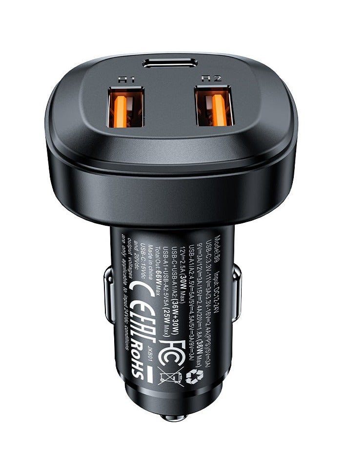 ACEFAST Fast Charge Car Charger B9 66W (2xUSB-A+USB-C) - Image 1
