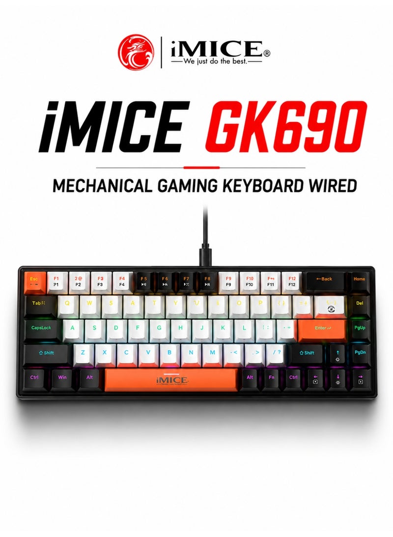 iMICE GK690 Mechanical Gaming Keyboard Wired RGB USB Keyboard Full Size Gaming Keyboard for PC Laptop Office Use - Image 1